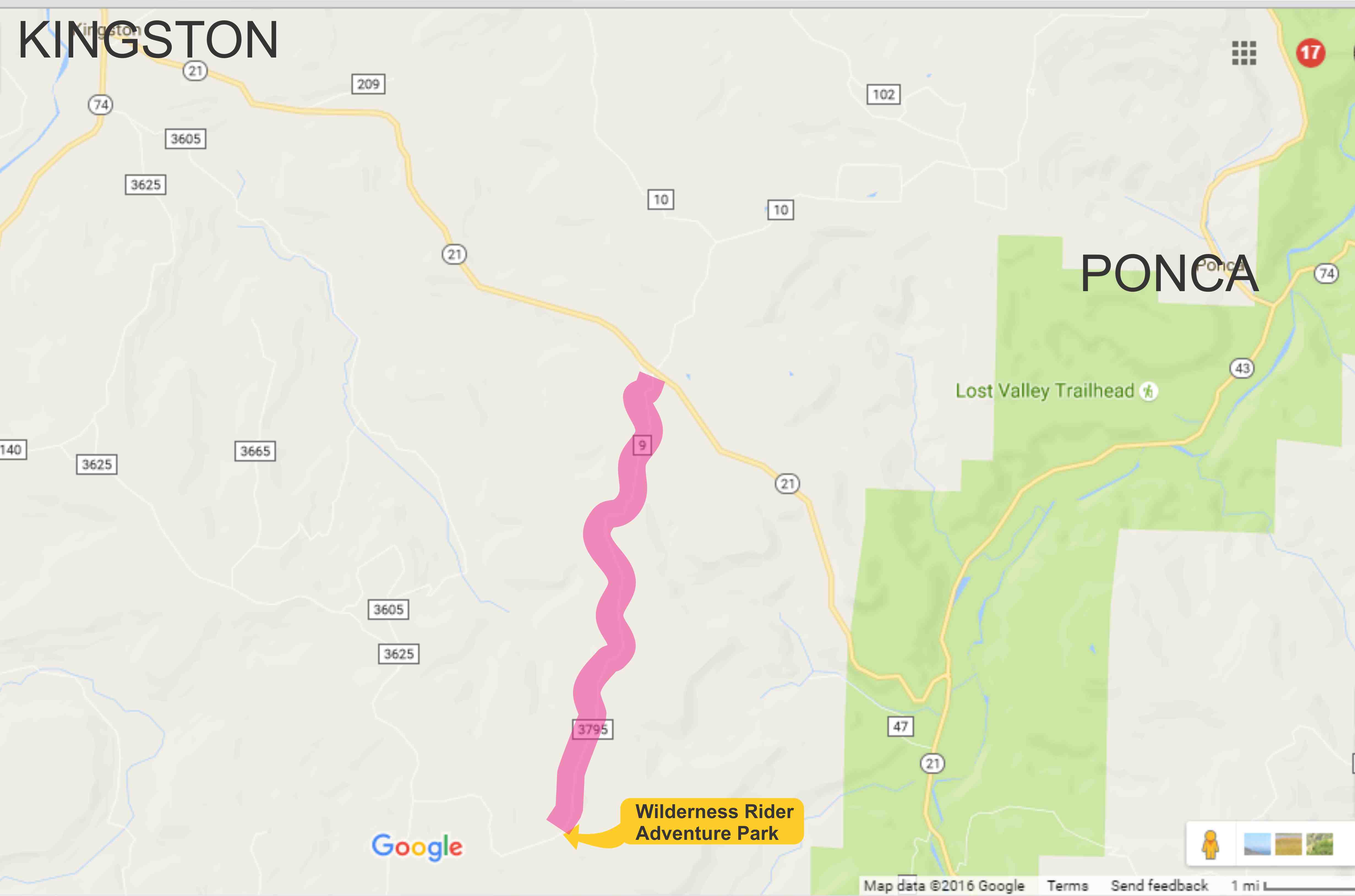 Wilderness Rider Ranch Location Map