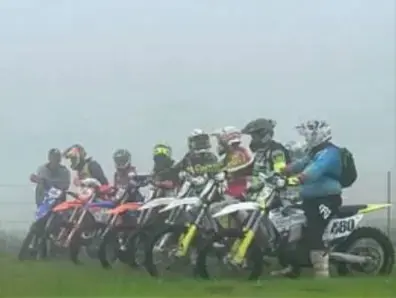 Dirt bikes in the fog